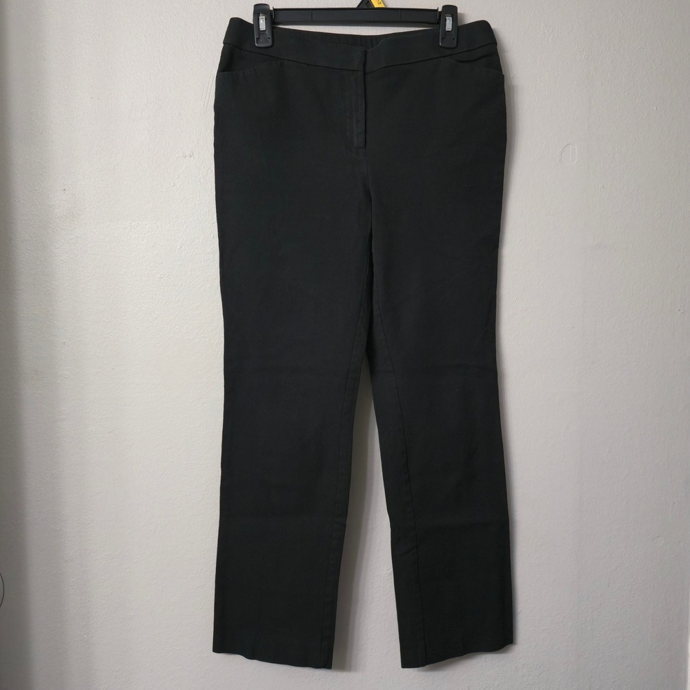 Chicos Black Straight Leg Trousers Size 0R US 4 Regular Cotton Blend Workwear
